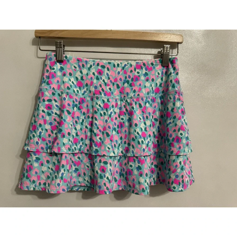Lilly Pulitzer Sz XS Luxletic Skort Womens Tiered Multi Hottie Dottie Pink Blue